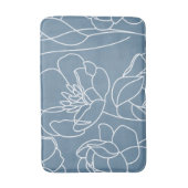 Tapis De Bain Fleur sauvage moderne bleu blanc (Devant (Vertical))