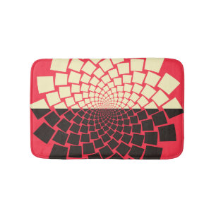 Tapis De Bain Fleur stylisée : noir rouge ivoire