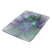 Tapis De Bain Fleur vert violet Art Abstrait moderne Fractal (Angle)