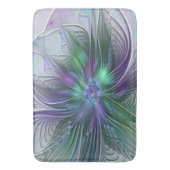 Tapis De Bain Fleur vert violet Art Abstrait moderne Fractal (devant Vertical)