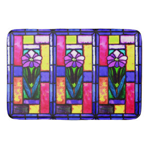 Tapis De Bain Fleur violet en verre tendu