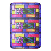 Tapis De Bain Fleur violet en verre tendu (devant Vertical)