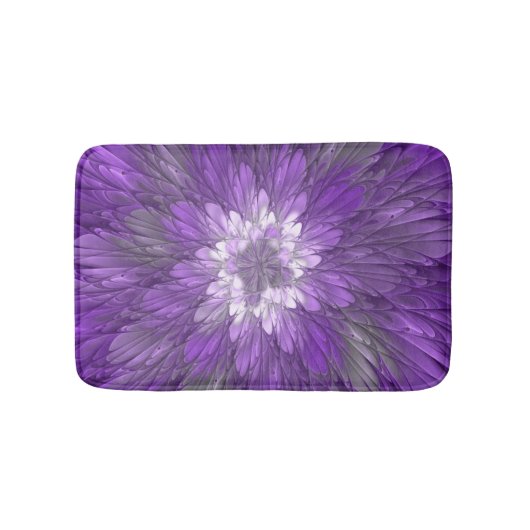 Tapis De Bain Fleur Violette Psychedelique Art Fractal Abstrait (Devant)