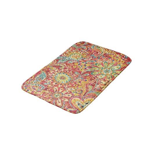 Tapis de bain fleuri coloré (Angle)