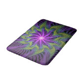 Tapis De Bain Fleuron vert violet Art Abstrait fractal moderne (Angle)