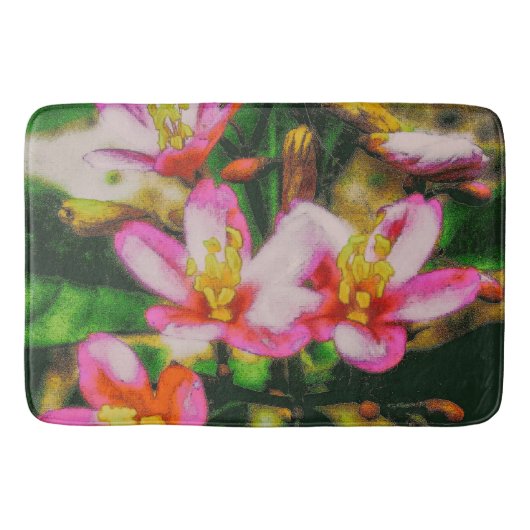 Tapis De Bain Fleurs à éclaboussures roses (Devant)