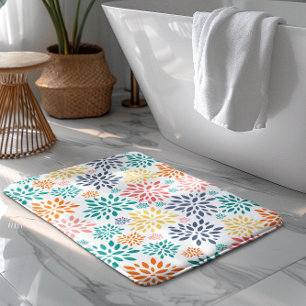 Tapis De Bain Fleurs abstraites colorées motif