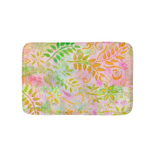 Tapis De Bain Fleurs Abstraites et bain Feuille (Devant)