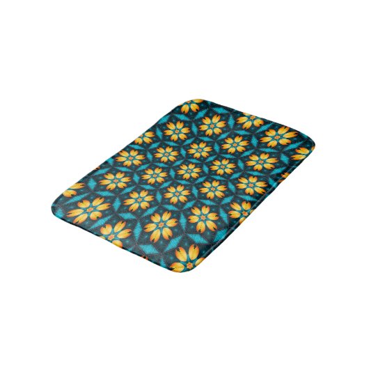 Tapis De Bain Fleurs Abstraites jaunes (Angle)