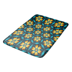 Tapis De Bain Fleurs Abstraites jaunes