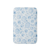 Tapis De Bain Fleurs Aquarelle Bleu Blanc (Devant (Vertical))