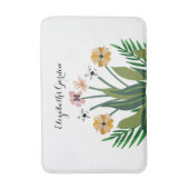 Tapis De Bain Fleurs Aquarelle rose Jaune Bouquet Jardin (Devant (Vertical))