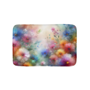 Tapis de bain Fleurs aquarelles abstraites