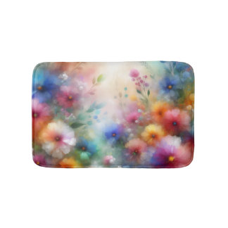 Tapis de bain Fleurs aquarelles abstraites
