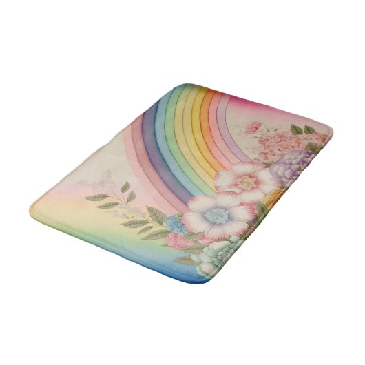 Tapis De Bain Fleurs Au Bout De L'Arc En Ciel (Angle)