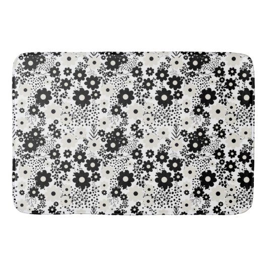 Tapis De Bain Fleurs beige et noire (Devant)