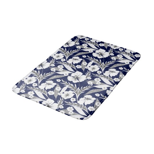 Tapis De Bain Fleurs blanches (Angle)