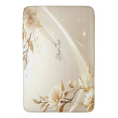 Tapis de bain Fleurs Blanches et Dorées (devant Vertical)