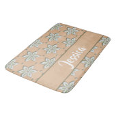 Tapis De Bain Fleurs blanches gravées sur bronze (Angle)