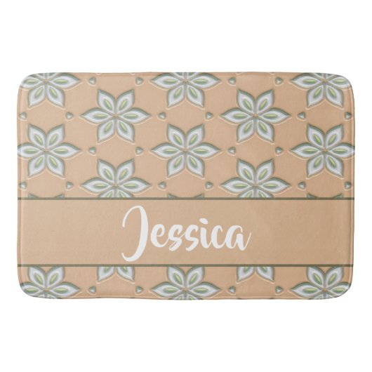 Tapis De Bain Fleurs blanches gravées sur bronze (Devant)