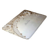 Tapis de bain fleurs blanches modernes perles (Angle)