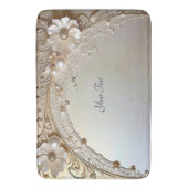 Tapis de bain fleurs blanches modernes perles (devant Vertical)