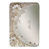 Tapis de bain Fleurs Blanches Modernes Perles (devant Vertical)