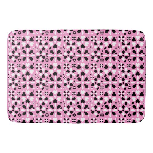 Tapis De Bain Fleurs blanches noires mignonnes (Devant)