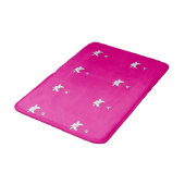 Tapis De Bain Fleurs blanches répétées rose vif (Angle)