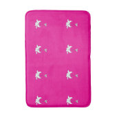 Tapis De Bain Fleurs blanches répétées rose vif (Devant (Vertical))