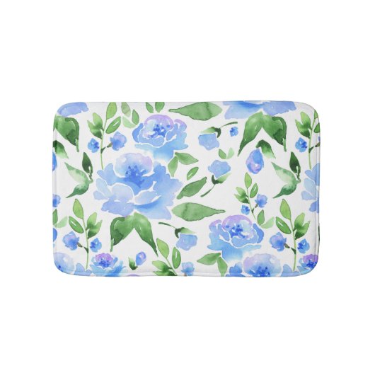 Tapis De Bain Fleurs bleu d'eau (Devant)