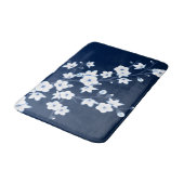 Tapis De Bain Fleurs Bleu Marine Blanc (Angle)