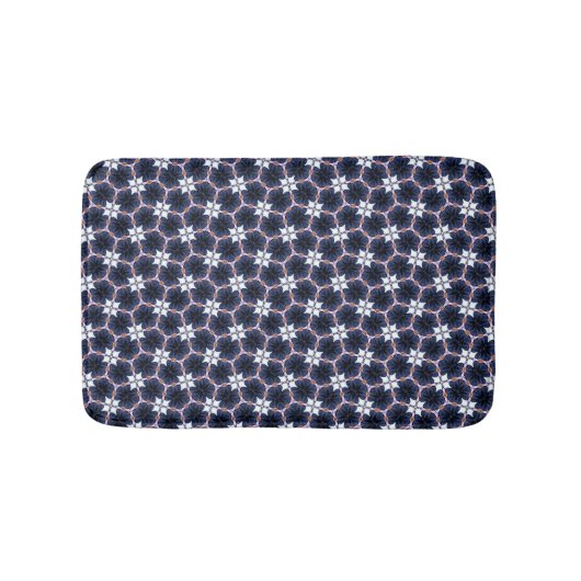 Tapis De Bain Fleurs Bleu Minuit (Devant)