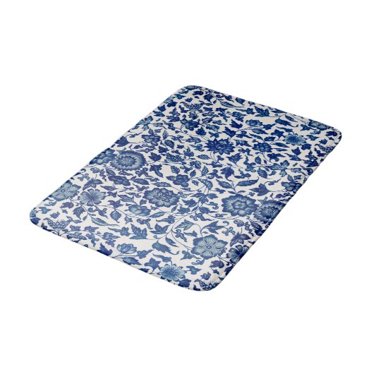 Tapis De Bain Fleurs bleues (Angle)