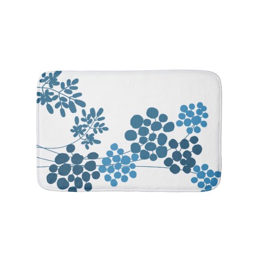 Tapis De Bain Fleurs Bleues Abstraites (Devant)