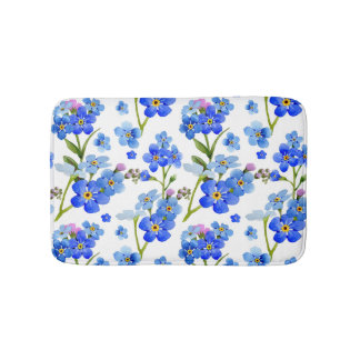 Tapis De Bain Fleurs bleues de myosotis d'aquarelle