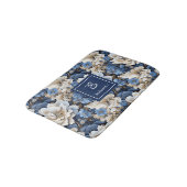 Tapis de Bain Fleurs Bleues et Blanches Classiques (Angle)