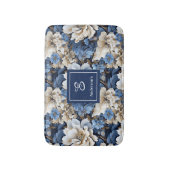 Tapis de Bain Fleurs Bleues et Blanches Classiques (Devant (Vertical))