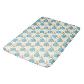 Tapis De Bain Fleurs Bleues Féminines Crème (Angle)