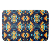 Tapis De Bain fleurs bleues oranges Art déco (Devant)