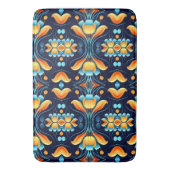 Tapis De Bain fleurs bleues oranges Art déco (devant Vertical)