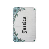 Tapis De Bain Fleurs bleues sur bois gris (Devant (Vertical))