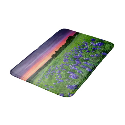 Tapis De Bain Fleurs | Bluebonnets à Sunset Texas (Angle)