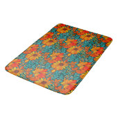 Tapis De Bain Fleurs Boho Bleu et Orange (Angle)