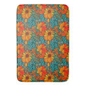 Tapis De Bain Fleurs Boho Bleu et Orange (devant Vertical)