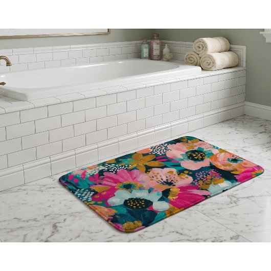 Tapis De Bain Fleurs botaniques 