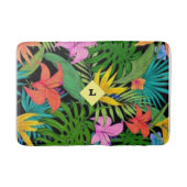 Tapis De Bain Fleurs botaniques tropicales violettes et vertes (Devant)