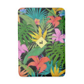 Tapis De Bain Fleurs botaniques tropicales violettes et vertes (Devant (Vertical))