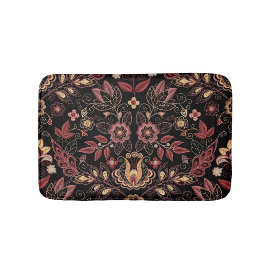 Tapis De Bain Fleurs brodées, vintage foncé (Devant)