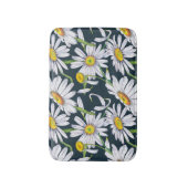 Tapis De Bain Fleurs chamomiles : Aquarelle bleu foncé. (Devant (Vertical))